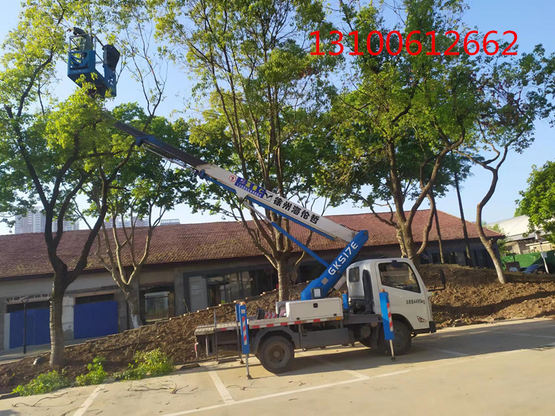 高空作业车厂区内修理树枝施工现场，效率高
